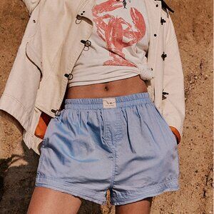 Free People We The Free Day To Day Solid Boxers in Placid Blue